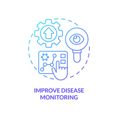 Improve disease monitoring blue gradient concept icon. Illness surveillance. Pandemic prevention abstract idea thin line illustration. Isolated outline drawing. Myriad Pro-Bold fonts used