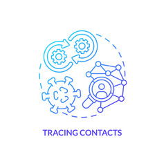 Tracing contacts blue gradient concept icon. Infection and viruses spreading. Disease monitoring abstract idea thin line illustration. Isolated outline drawing. Myriad Pro-Bold fonts used