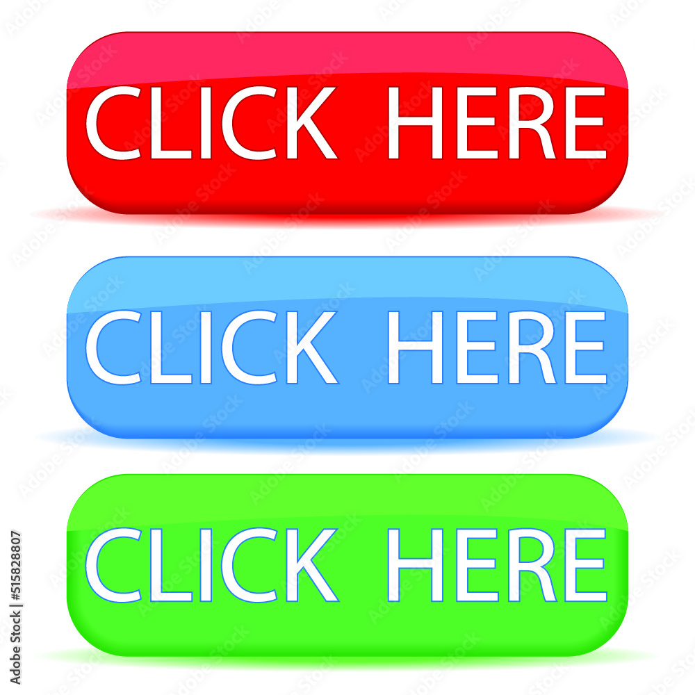 Poster web button click here isolated on a white background