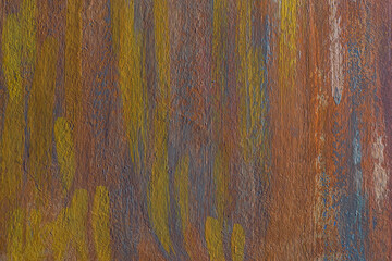 Abstract background closeup of a painting with brushstrokes. Rough art paint smear. Large multicolor spots of brush strokes and palette knife on the canvas