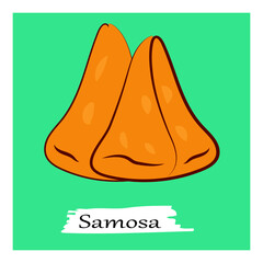 two Samosa.Indian street food. Hand drawn . Samosa is vary famous food loved by most of the Indian. Samosa vector 