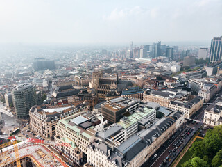 Fototapeta premium Aerial view of the panorama of the city of Brussels, Belgium