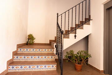 Typical Andalusian stairs in the villages of Andalusia, Spain
