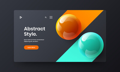 Bright site screen vector design layout. Vivid 3D balls poster illustration.
