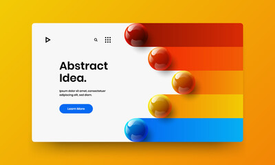 Simple horizontal cover vector design layout. Colorful 3D balls website illustration.
