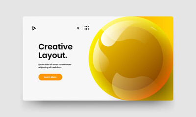 Trendy website design vector template. Bright realistic balls company cover illustration.