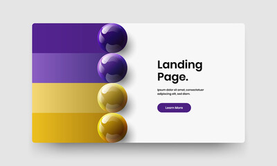 Clean flyer design vector concept. Multicolored realistic balls website template.