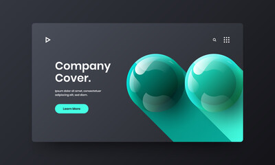 Unique banner vector design template. Clean 3D balls leaflet illustration.