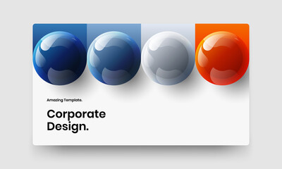 Trendy 3D balls company identity template. Abstract website vector design layout.