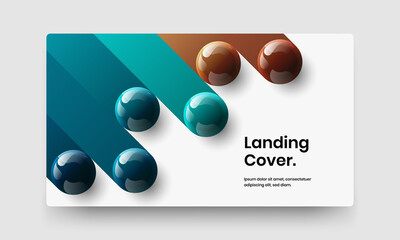 Premium company cover design vector concept. Vivid realistic spheres poster layout.