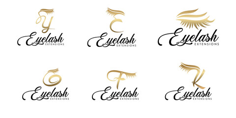 eyelash icon logo collection, for salon, women beauty, eyelash extension