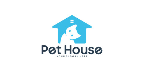 Fototapeta na wymiar animal house logo design, cat house, dog house, pet house and pet care