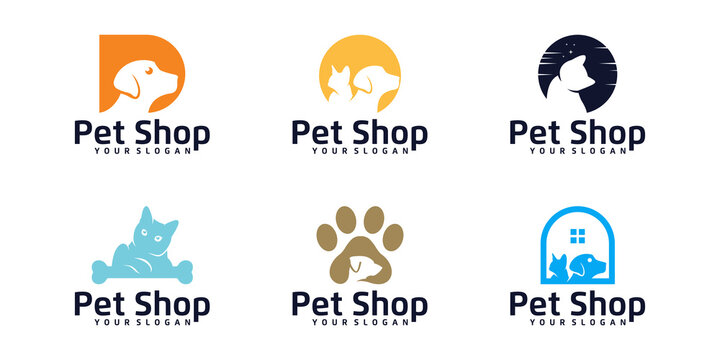 Pet shop logo collection collection, Pet house logo design inspiration