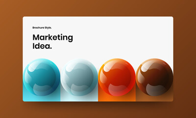 Trendy 3D spheres presentation template. Original horizontal cover vector design concept.