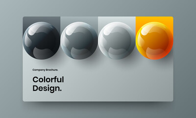 Minimalistic pamphlet vector design concept. Original realistic spheres cover template.