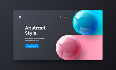 Minimalistic realistic spheres presentation layout. Fresh company brochure vector design illustration.