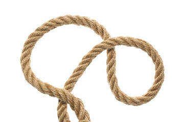 Hemp rope with loop on white background