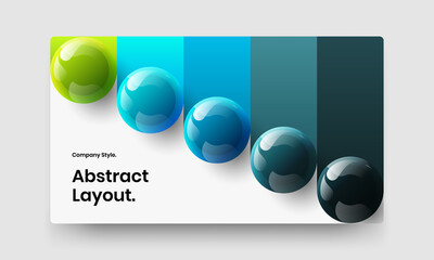 Modern web banner design vector template. Minimalistic realistic spheres corporate identity illustration.