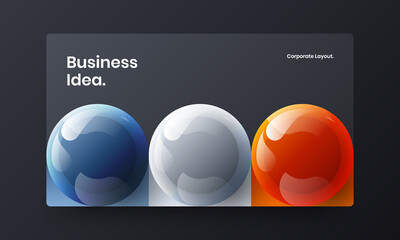 Fresh presentation vector design illustration. Geometric 3D spheres corporate brochure template.