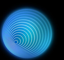 Illustration of dynamic sound waves on black background