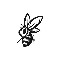 fly bee silhouette logo template