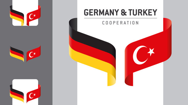 Clip art vector logo with the flags of Germany and Turkey for association, cooperation and partnership