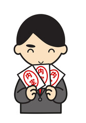 沢山の内定をもらったビジネスマン