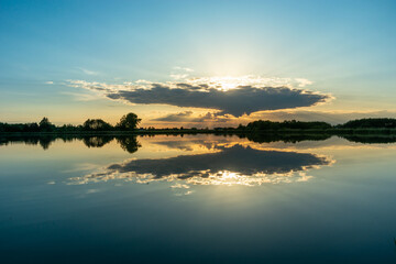 Reflection of cloud in the lake water
