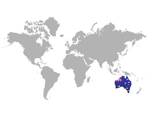 世界地図　ピックアップ国家　オーストラリア