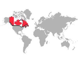 世界地図　ピックアップ国家　カナダ