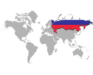 世界地図　ピックアップ国家　ロシア