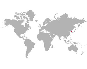 世界地図　ピックアップ国家　韓国