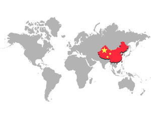 Fototapeta na wymiar 世界地図　ピックアップ国家　中国