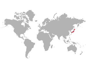 Fototapeta na wymiar 世界地図　ピックアップ国家　日本