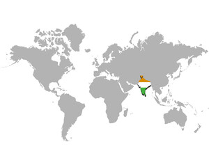 世界地図　ピックアップ国家　インド