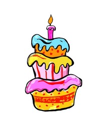 colorful beautiful cake on a white background