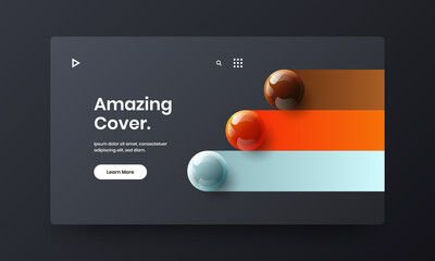 Trendy horizontal cover vector design illustration. Amazing realistic spheres banner layout.