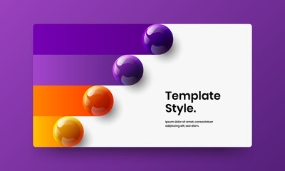 Isolated handbill design vector template. Fresh 3D balls corporate cover illustration.