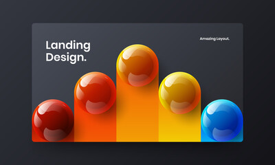 Obraz na płótnie Canvas Multicolored brochure design vector illustration. Amazing 3D spheres placard concept.