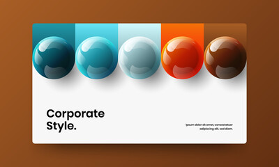 Vivid realistic spheres poster concept. Trendy placard vector design template.