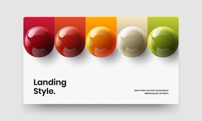 Fresh brochure vector design template. Premium 3D spheres placard layout.