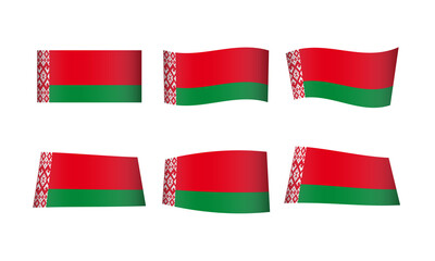 Belarus Flag Belarusian Waving Flags Vector Icons Set Wave Wavy Wind Europe Nation National State Symbol Banner Buttons All Every Country World Design Graphic Emblem Minsk Icon