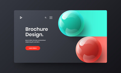 Colorful leaflet vector design layout. Geometric 3D spheres corporate identity concept.