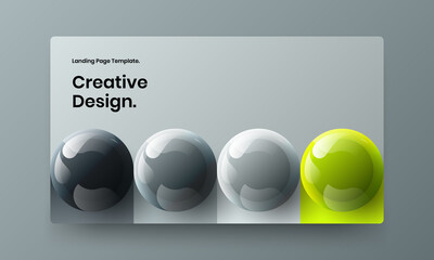 Isolated magazine cover vector design illustration. Vivid 3D spheres company brochure template.