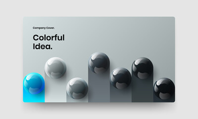 Unique journal cover vector design concept. Trendy 3D spheres presentation illustration.