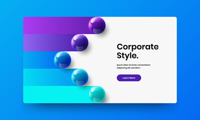 Isolated corporate identity design vector illustration. Minimalistic 3D balls site screen concept.
