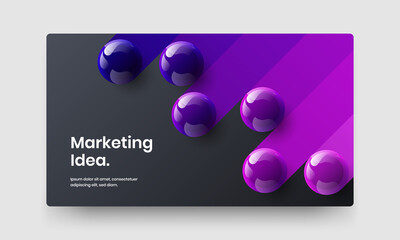 Unique web banner vector design layout. Multicolored 3D balls corporate cover concept.