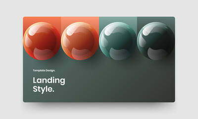 Creative booklet vector design illustration. Clean realistic spheres site screen concept.