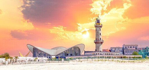 Leuchtturm von Warnemünde, Rostock, Ostsee, Deutschland 