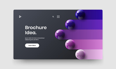 Bright realistic balls booklet concept. Simple web banner vector design layout.